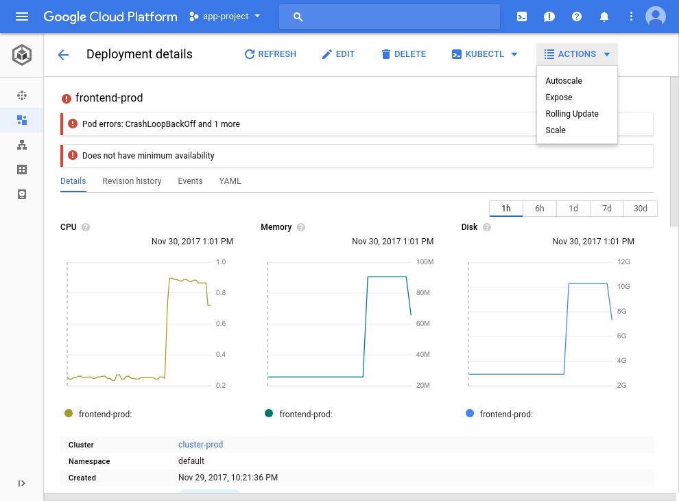screenshot of Google Cloud